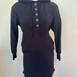 Lou & Grey signature soft Black Button-Up Hoodie Dress